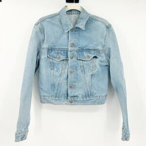 Brandy Melville John Galt Womens Button‎ Up Trucker Cropped Denim Jean Jacket OS